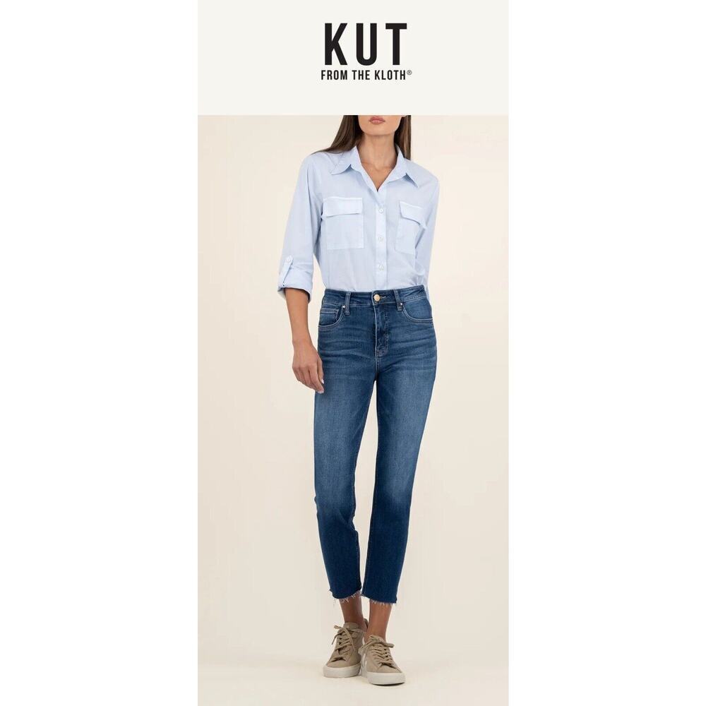 Kut From The Kloth High Rise Rachael Fab Ab‎ Mom Jean Size 6 Vintage Dark Wash